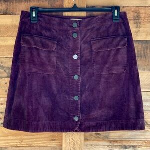 Loft corduroy button down front pockets mini skirt